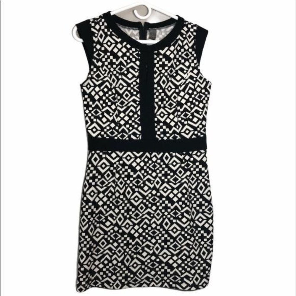 Kara Girl Sleeveless Dress  Black and white print